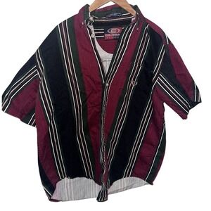 Men's VINTAGE‎ Coliseum Classic Big Block Striped Sleeve Button Up Shirt Size XL